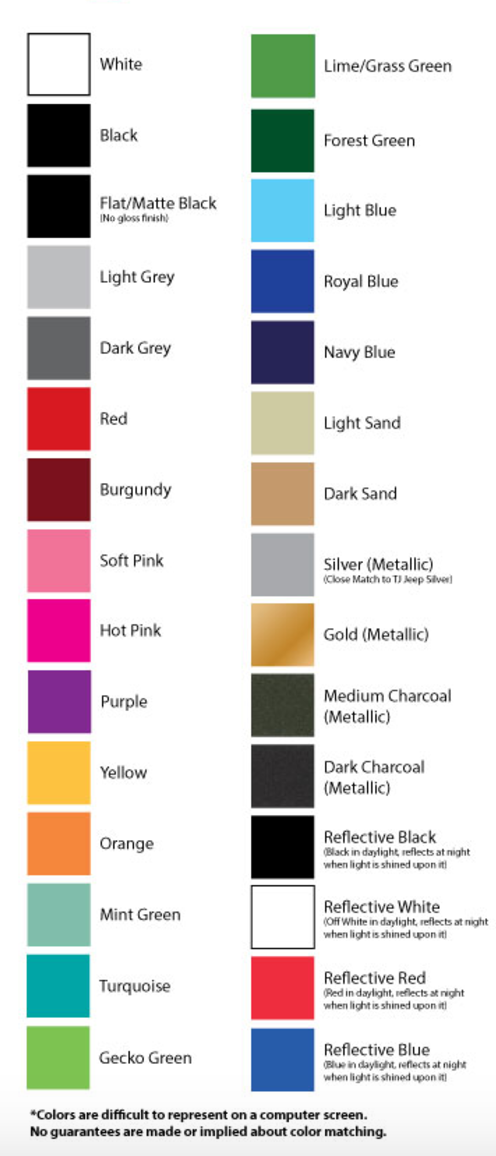 custom car paint colors chart